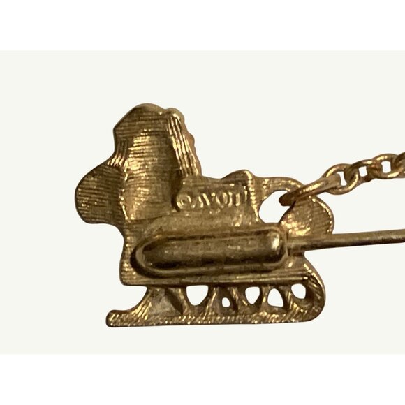Vintage Avon Gold-Tone Reindeer & Sleigh Brooch Pin Holiday Jewelry Retro Christ - Picture 3 of 12